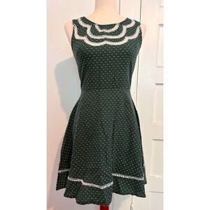 Modcloth Forest Green Cotton Dress by Doe & Rae size S